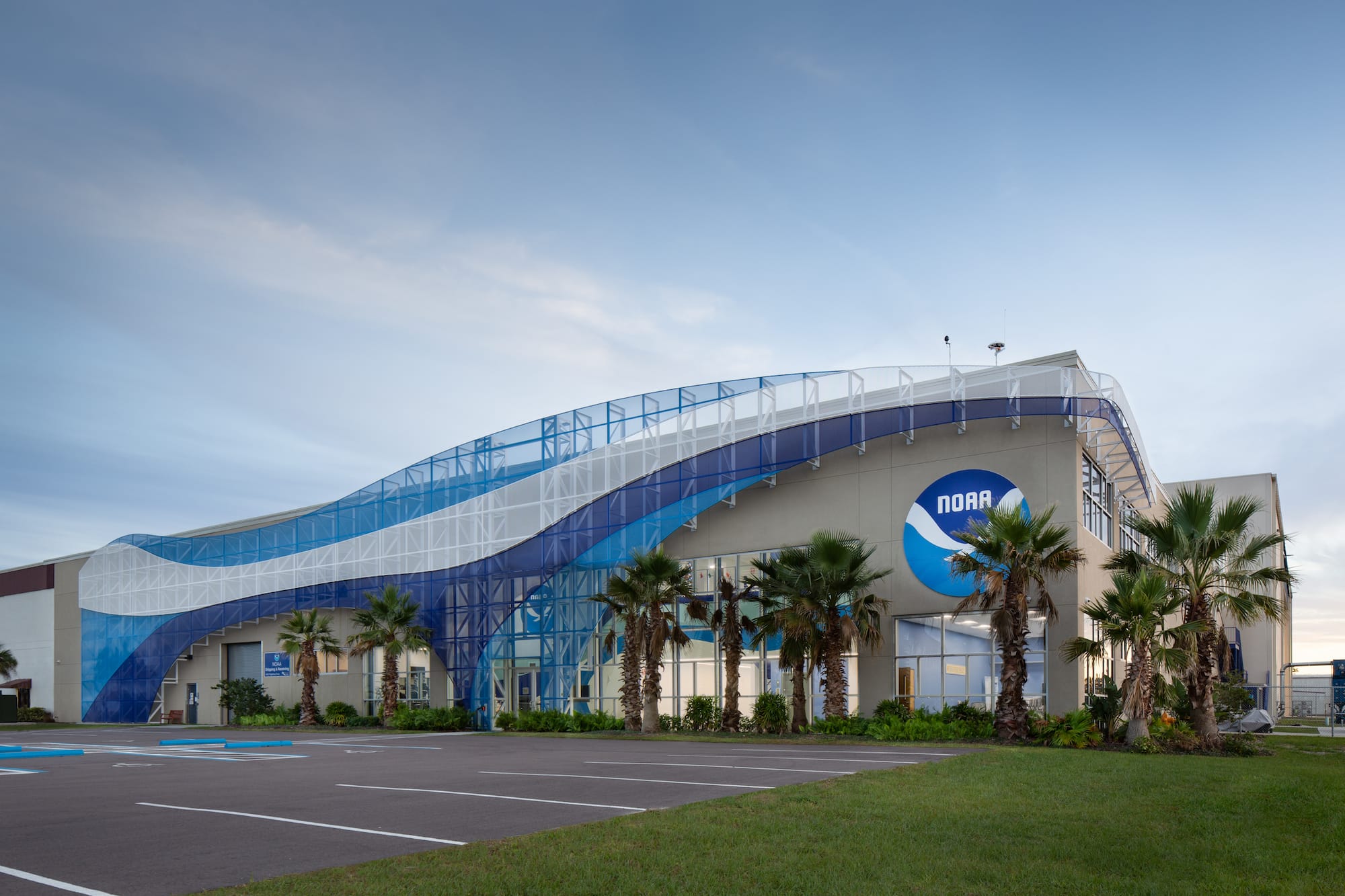 The large hanger for NOAA Storm Chasers located at the Lakeland Airport